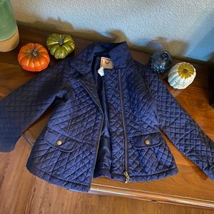 Gymboree (5-6) Quilted Dressy Peplum Jacket Coat, Navy blue